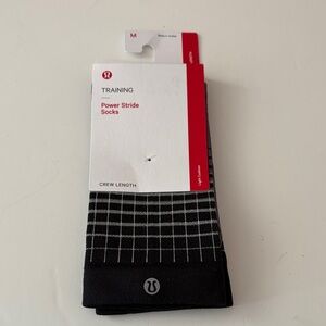 lululemon athletica Black and Gray Power Stride Socks Crew Medium